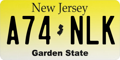NJ license plate A74NLK