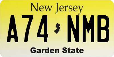 NJ license plate A74NMB