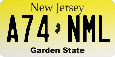 NJ license plate A74NML