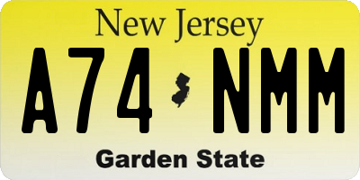 NJ license plate A74NMM