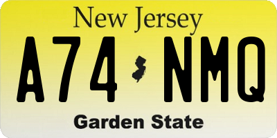 NJ license plate A74NMQ
