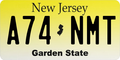NJ license plate A74NMT
