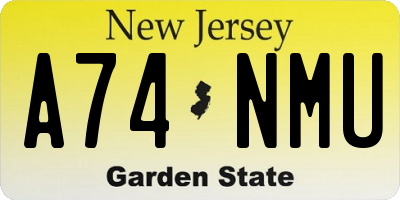 NJ license plate A74NMU