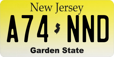 NJ license plate A74NND