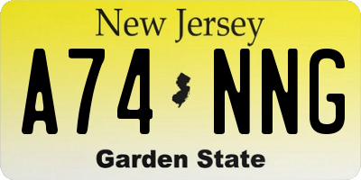 NJ license plate A74NNG