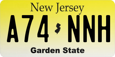 NJ license plate A74NNH