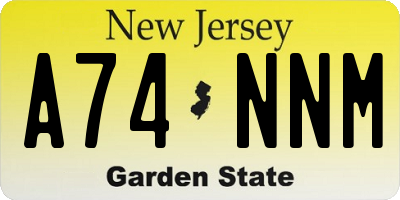NJ license plate A74NNM