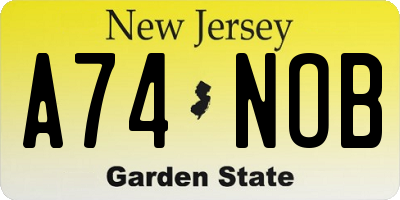 NJ license plate A74NOB