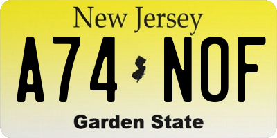 NJ license plate A74NOF