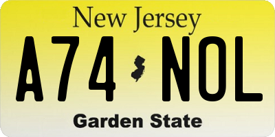 NJ license plate A74NOL