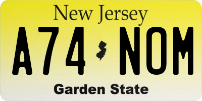 NJ license plate A74NOM