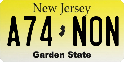 NJ license plate A74NON