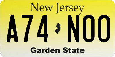 NJ license plate A74NOO
