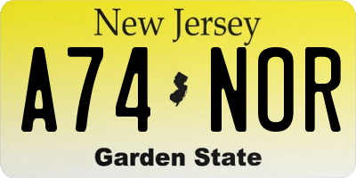 NJ license plate A74NOR