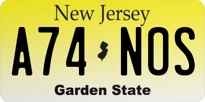 NJ license plate A74NOS