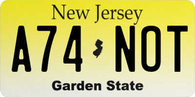 NJ license plate A74NOT