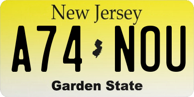 NJ license plate A74NOU