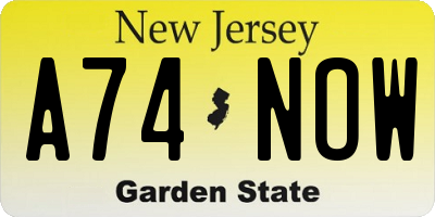 NJ license plate A74NOW