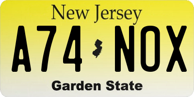 NJ license plate A74NOX