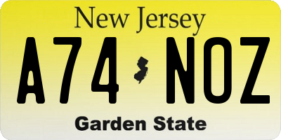 NJ license plate A74NOZ