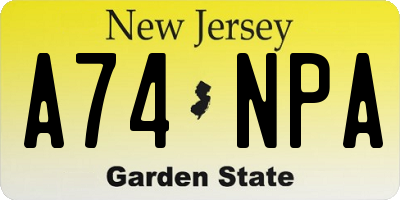 NJ license plate A74NPA