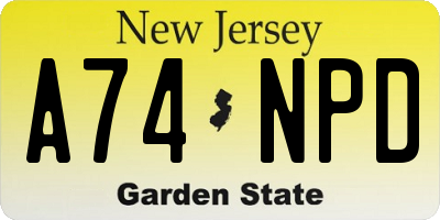 NJ license plate A74NPD