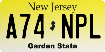 NJ license plate A74NPL