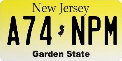 NJ license plate A74NPM