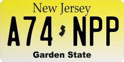 NJ license plate A74NPP