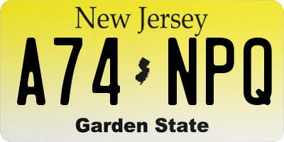NJ license plate A74NPQ