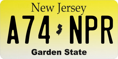 NJ license plate A74NPR