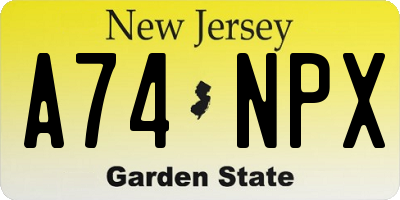 NJ license plate A74NPX