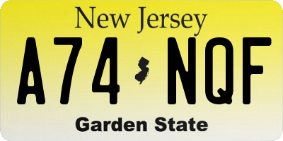 NJ license plate A74NQF