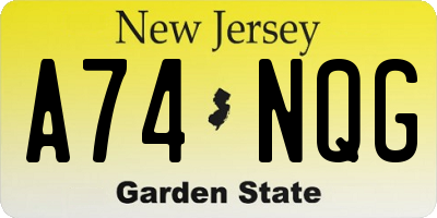 NJ license plate A74NQG
