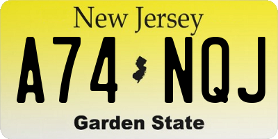 NJ license plate A74NQJ