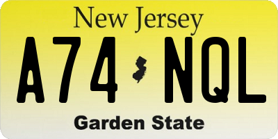 NJ license plate A74NQL