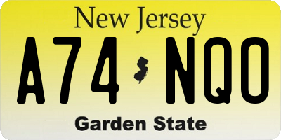 NJ license plate A74NQO