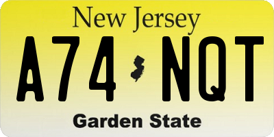NJ license plate A74NQT