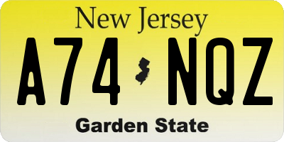 NJ license plate A74NQZ