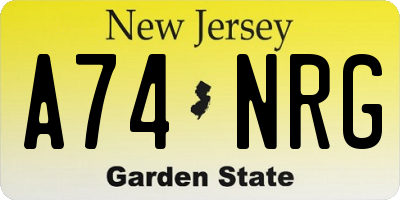 NJ license plate A74NRG