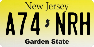 NJ license plate A74NRH