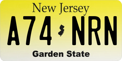 NJ license plate A74NRN