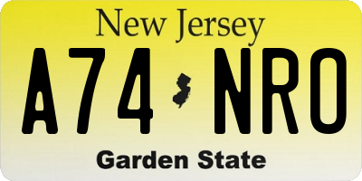 NJ license plate A74NRO