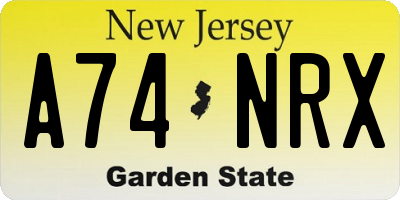 NJ license plate A74NRX
