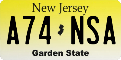NJ license plate A74NSA
