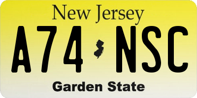 NJ license plate A74NSC