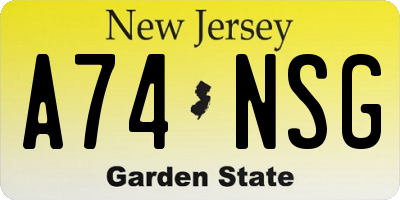 NJ license plate A74NSG