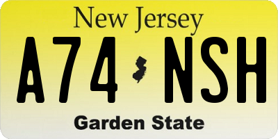 NJ license plate A74NSH
