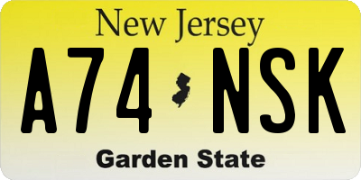 NJ license plate A74NSK
