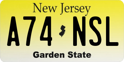 NJ license plate A74NSL